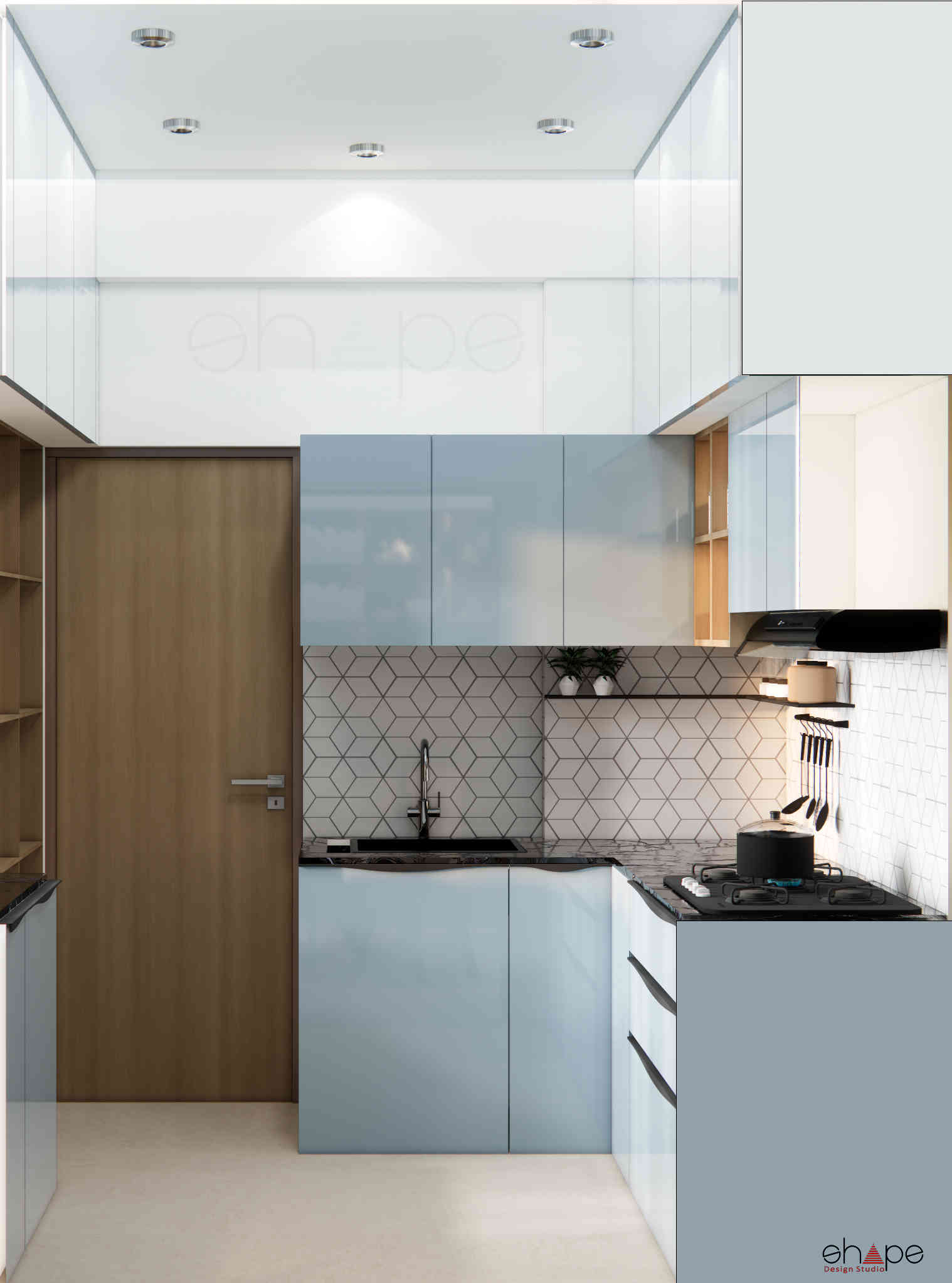 Modular Acrylic And Laminate Finish Kitchen Design