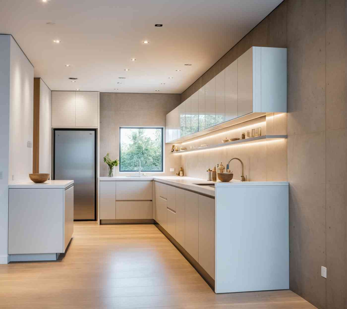 Modern L Shape Modular Kitchen Design With Customized Storage