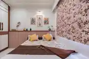 Contemporary Master Bedroom Design with Flower Wall