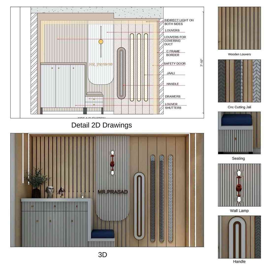 Contemporary Entrance Design with 2D & 3D Detailing 