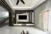Elegant And Minimalist Living Room Design With A Modern TV Unit