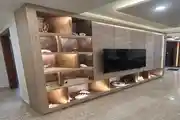Contemporary Wooden Display Unit With Built-in Lighting