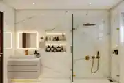 Luxurious Bathroom With Elegant Marble Finishes