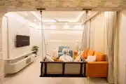 Chic and Cozy Living Room With Vibrant Seating