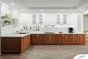 A Stylish Modular Kitchen That Balances Warm Wooden Cabinetry 