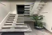 Sleek Floating Staircase With Polished Marble