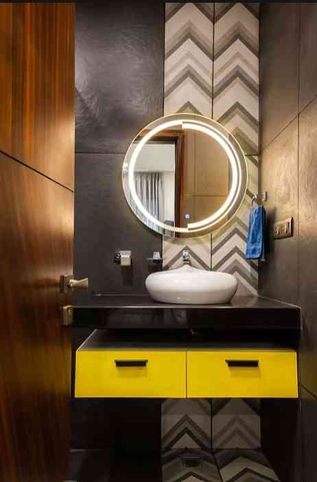 Striking Modern Bathroom With a Sleek Black Countertop