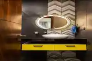 Striking Modern Bathroom With a Sleek Black Countertop