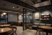 Modern Industrial-Style Café With A Warm And Moody Ambiance 