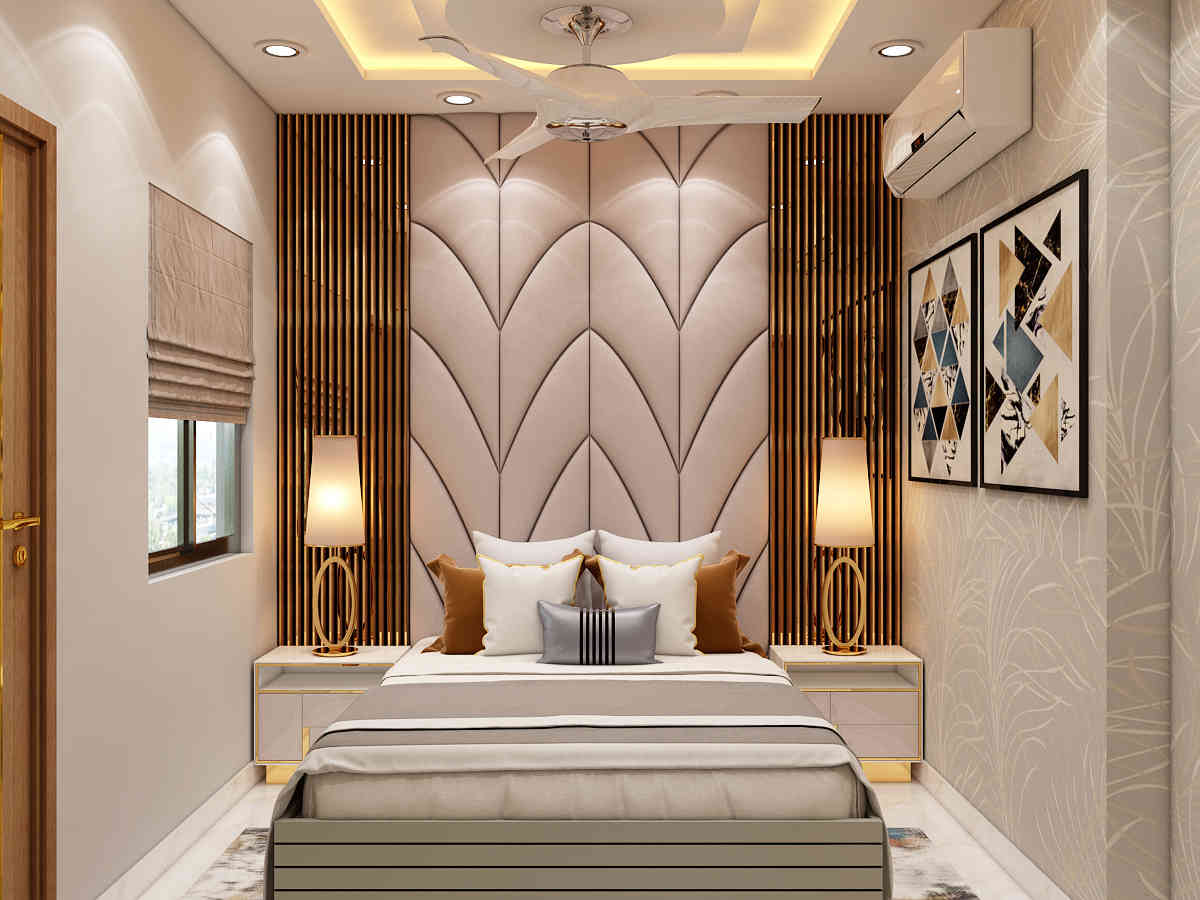 Modern Luxury Bedroom With Elegant Panelled Accent Wall