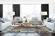 Mid-Century Bright Living Room Design With Furniture