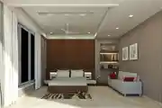 Contemporary Modern Bedroom Design With Decorative Off-White Feature Wall