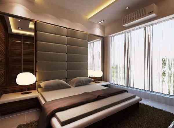 Modern Bedroom Design With A King Size Bed With Big Headboard