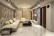 Modern Style Living Room Design With Laser Cut False Celing Design