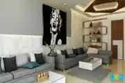 Large Size Living Room Design With Wall Art