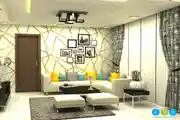 Modern Spacious Living Room Design With Grey Wall Panels