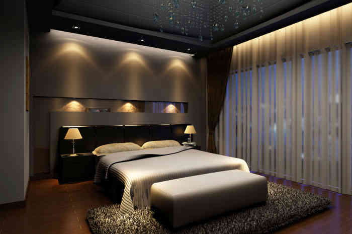 Simple Bedroom Design with Backlit Lights