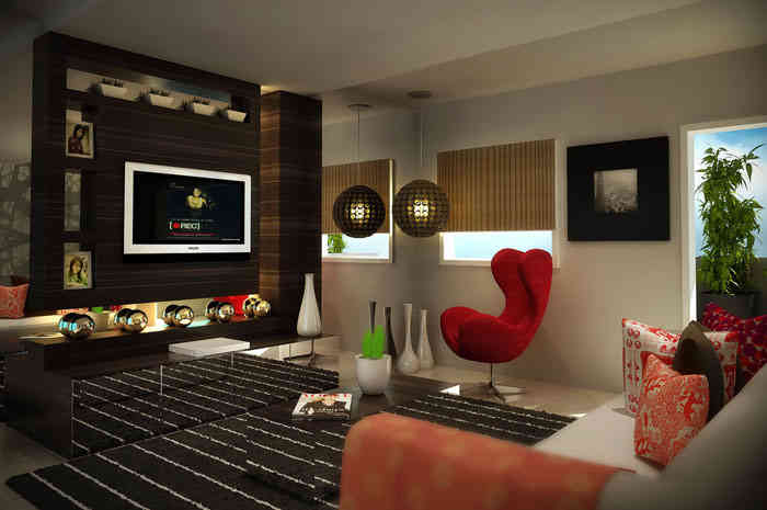 Contemporary Living Room Design With Black Coffee Table