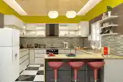 U-Shaped Modular Kitchen Design With White Cabinets