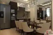 Modern 6-Seater Dining Area Design With Open Kitchen Concept
