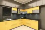Classic Modular Parallel Kitchen Design With Trending Yellow Cabinets